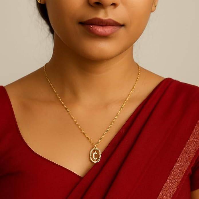 Lena Initial Letter Necklaces For Women & Girls : AMALENRADNKC1