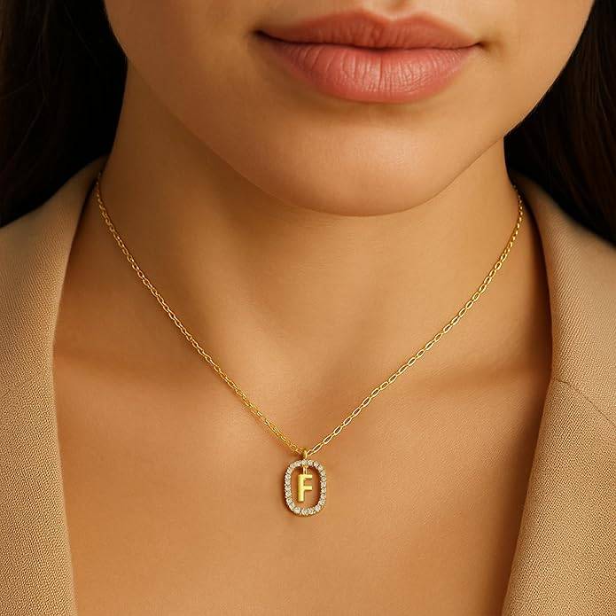Lena Initial Letter Necklaces For Women & Girls : AMALENRADNKF1
