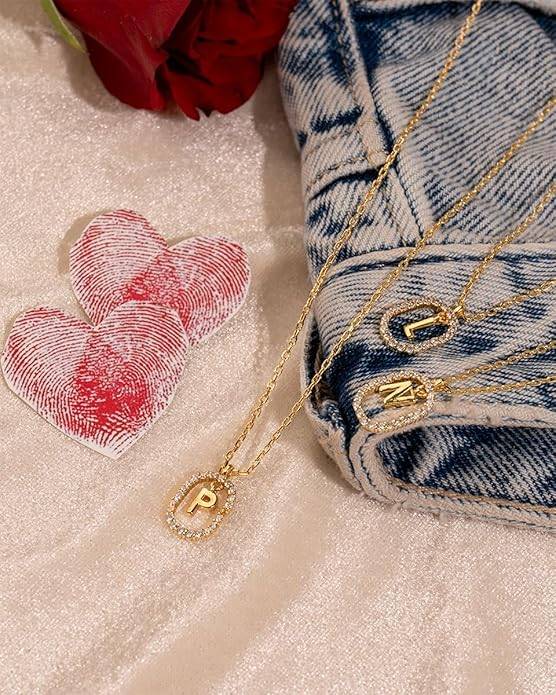 Lena Initial Letter Necklaces For Women & Girls : AMALENRADNKG1