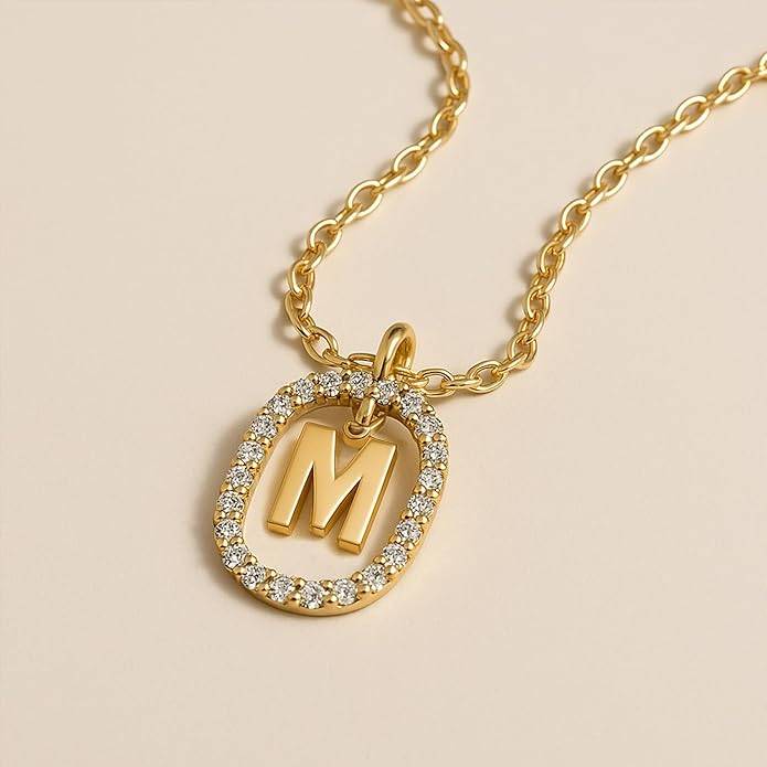 Lena Initial Letter Necklaces For Women & Girls : AMALENRADNKM1