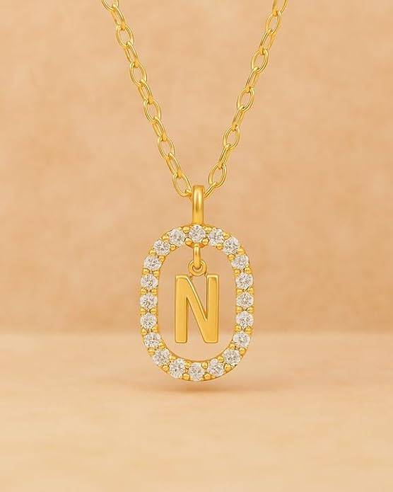 Lena Initial Letter Necklaces For Women & Girls : AMALENRADNKN1
