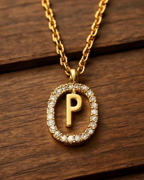 Lena Initial Letter Necklaces For Women & Girls : AMALENRADNKP1