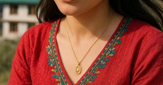 Lena Initial Letter Necklaces For Women & Girls : AMALENRADNKP1