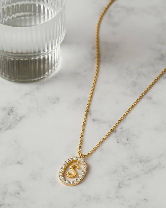 Lena Initial Letter Necklaces For Women & Girls : AMALENRADNKS1