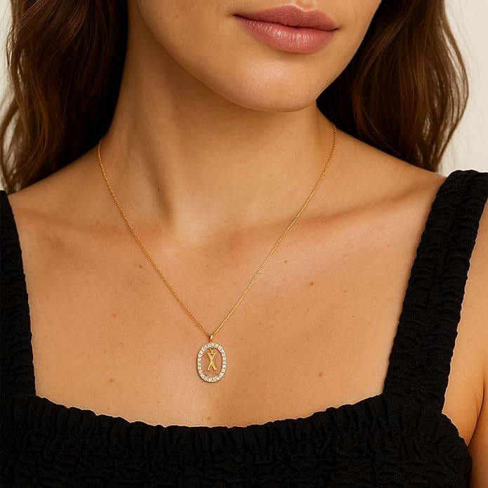Lena Initial Letter Necklaces For Women & Girls : AMALENRADNKX1
