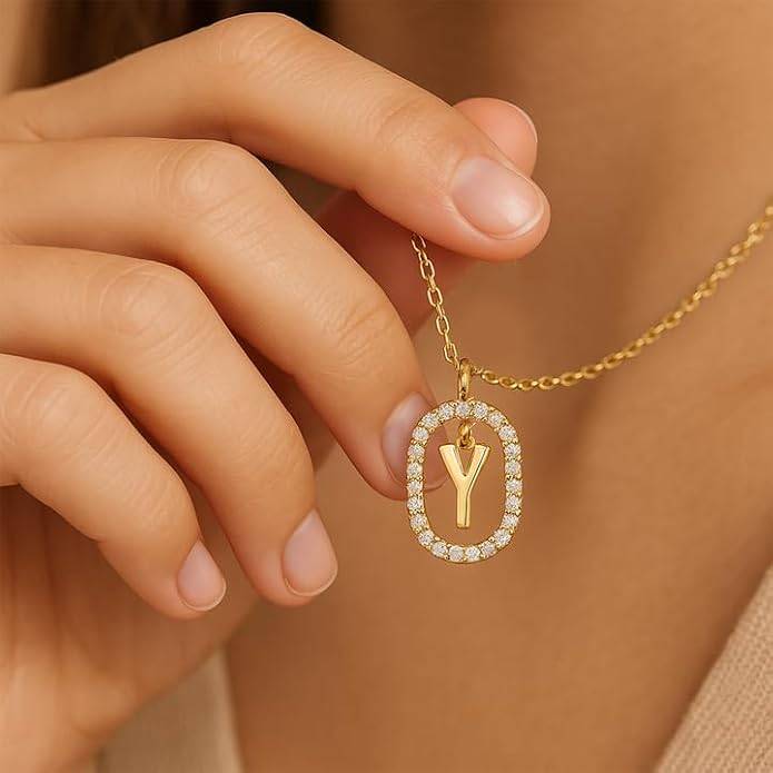 Lena Initial Letter Necklaces For Women & Girls : AMALENRADNKY1