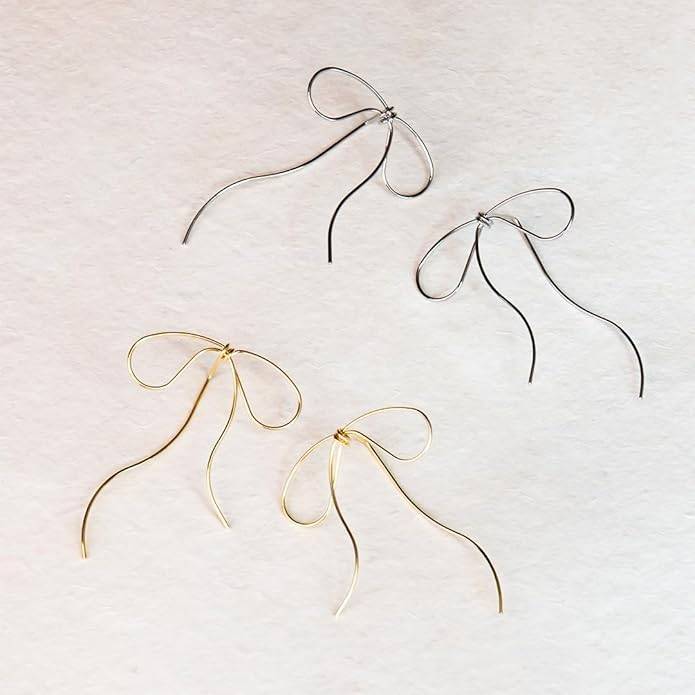 Amalfa Lyra'S Graceful Bow Wire Earrings For Women & Girls : AMALYRGRAGSL