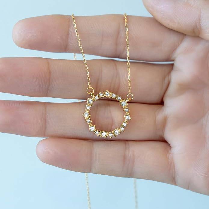 Lily Elegant Sparkling Circle Necklace For Women & Girls : AMANECAD