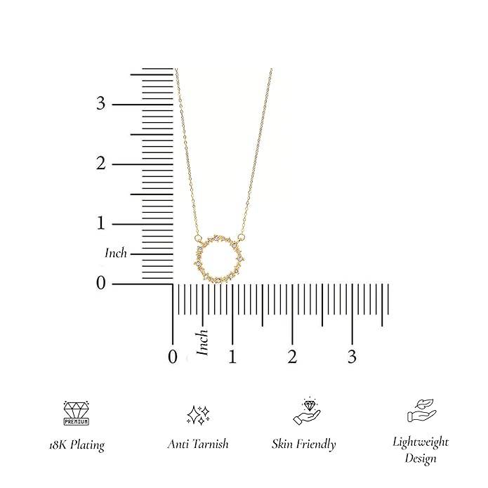 Lily Elegant Sparkling Circle Necklace For Women & Girls : AMANECAD