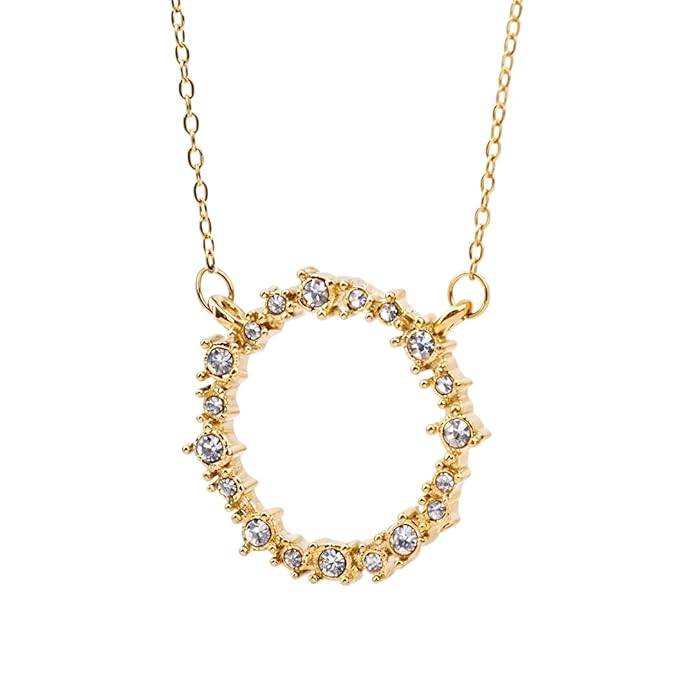 Lily Elegant Sparkling Circle Necklace For Women & Girls : AMANECAD