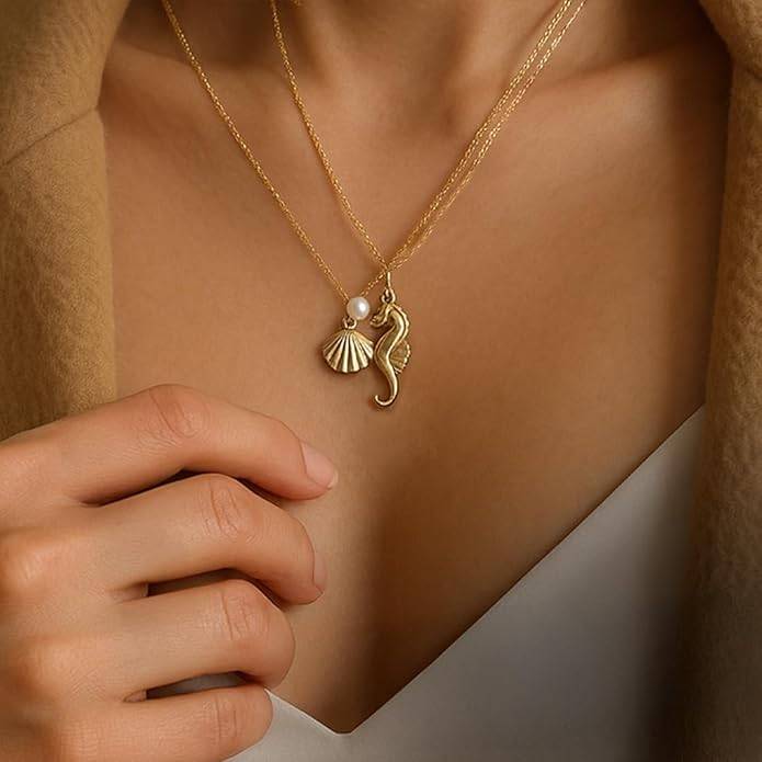 Amalfa Ocean Charm Necklace For Women & Girls : AMANECKOCEAN