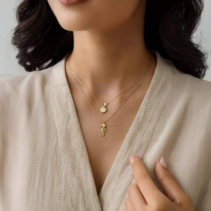 Amalfa Ocean Charm Necklace For Women & Girls : AMANECKOCEAN