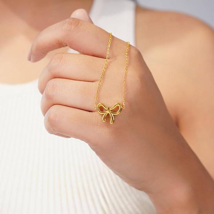 Emily Bow Necklace For Women & Girls : AMANECNO