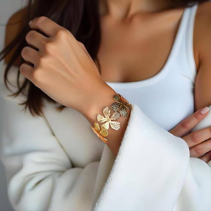 Amalfa Olivia Floral Cuff Bracelet For Women & Girls : AMAOLIFLO