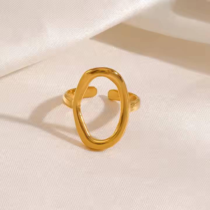 Gold Plated Oval Hollow Ring For Women & Girls : AMAOVAHAL