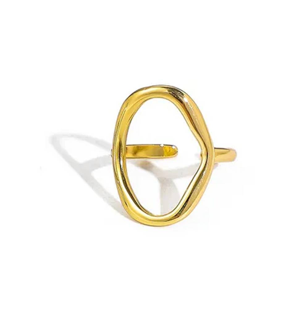 Gold Plated Oval Hollow Ring For Women & Girls : AMAOVAHAL