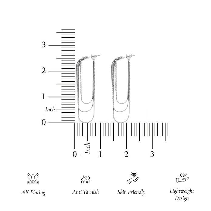 Amalfa Long Layered Chain Earrings For Women And Girls - Silvia : AMASILACH-1