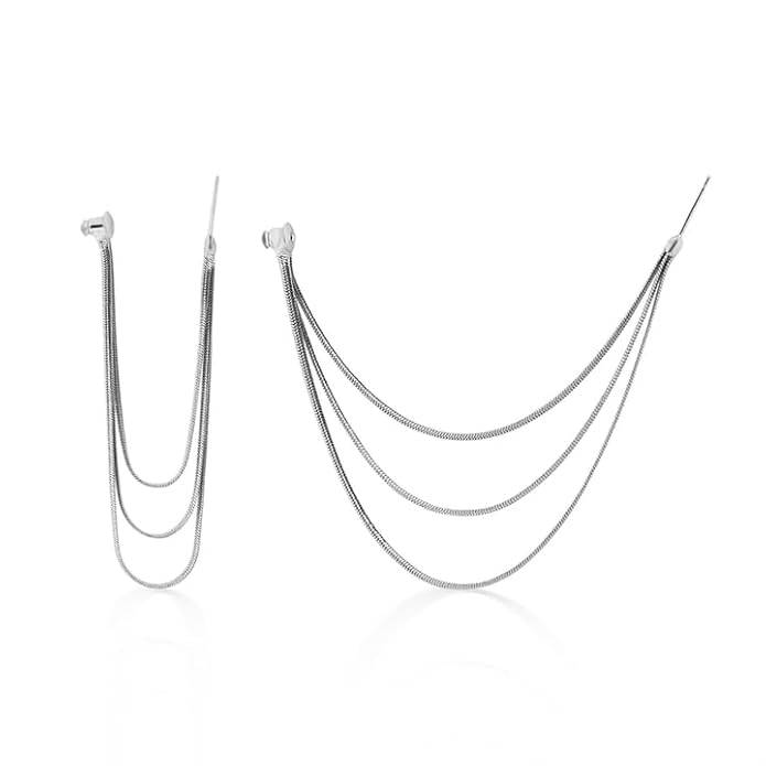 Amalfa Long Layered Chain Earrings For Women And Girls - Silvia : AMASILACH-1