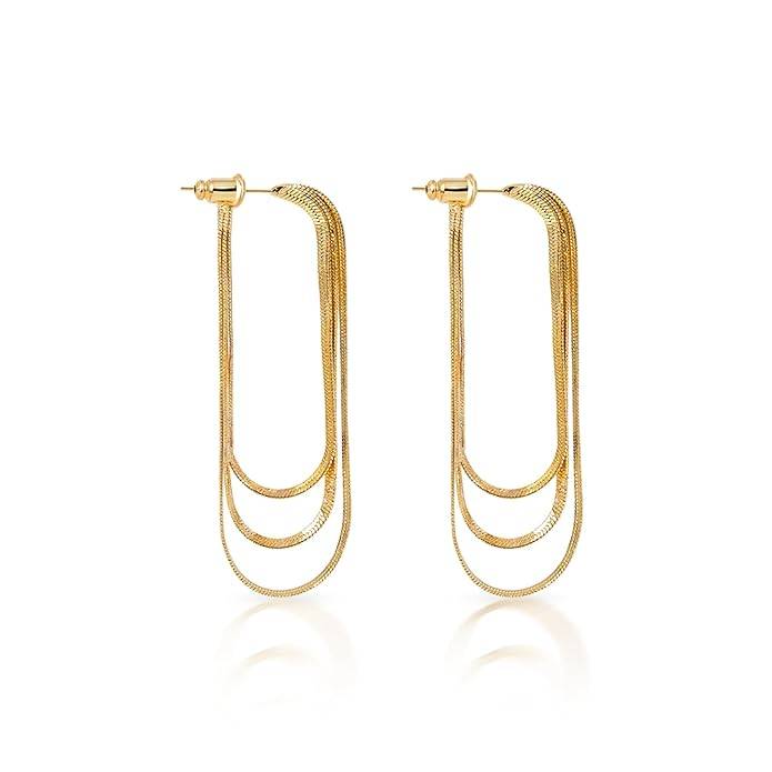 Amalfa Long Layered Chain Earrings For Women And Girls - Silvia : AMASILACHGD