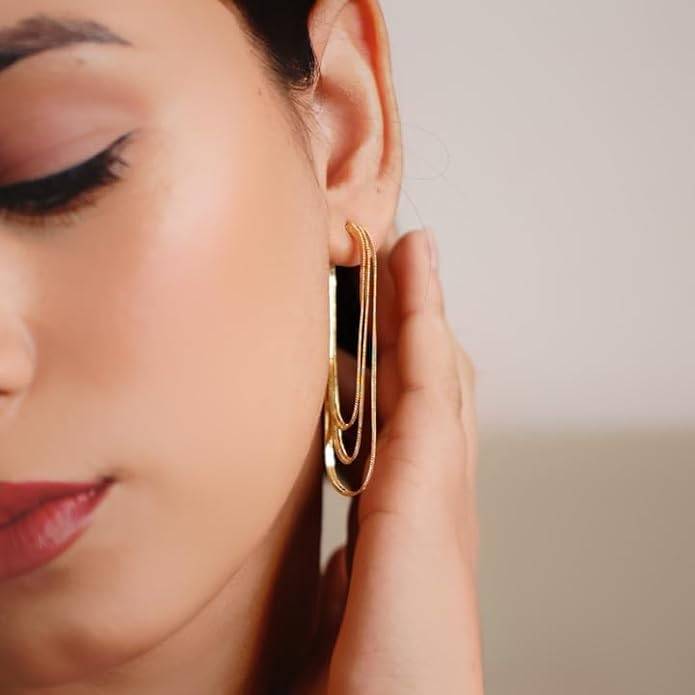 Amalfa Long Layered Chain Earrings For Women And Girls Silvia