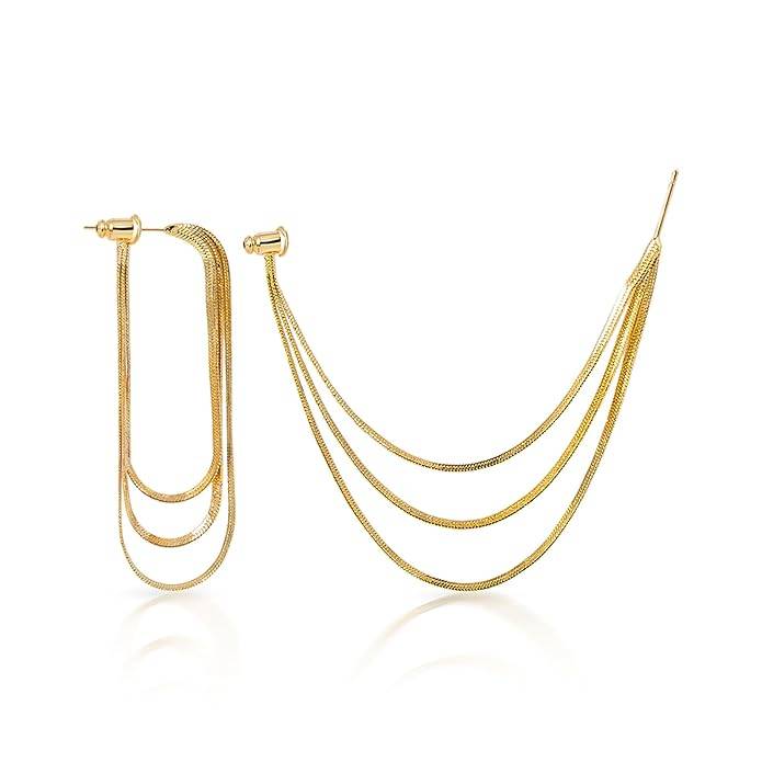 Amalfa Long Layered Chain Earrings For Women And Girls - Silvia : AMASILACHGD