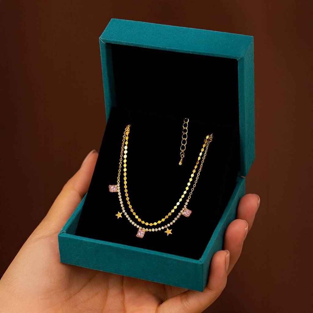 Gold Plated Double Layered Anklet For Women & Girls : AMASTAR-ANKLET