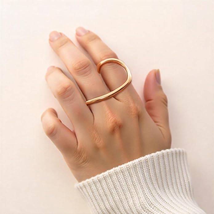 Vyxen Curve Adjustable Gold Stack Ring For Women Girls Adjustable  Gold Stainless Steel