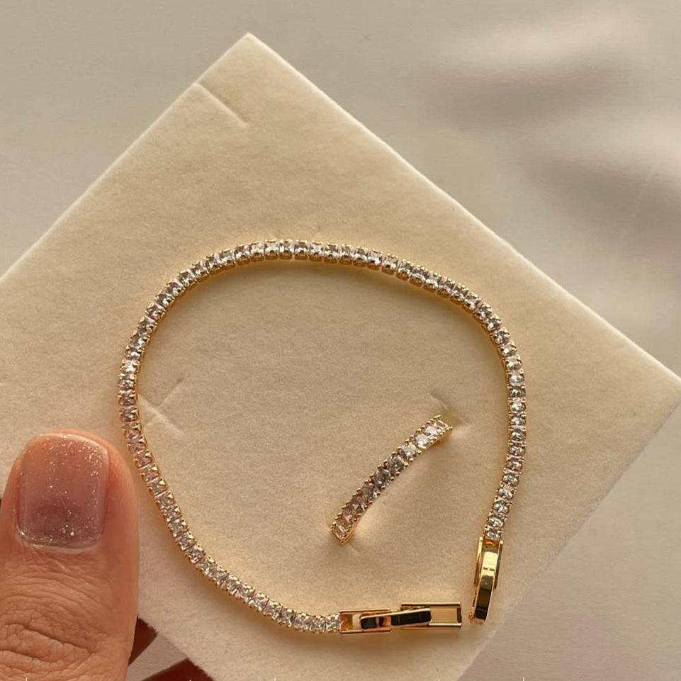 Gold Plated Zircon Ring And Bracelet Set For Women And Girls : Zirconia Jewellery Set : AMAZIR-RI-BR-SET