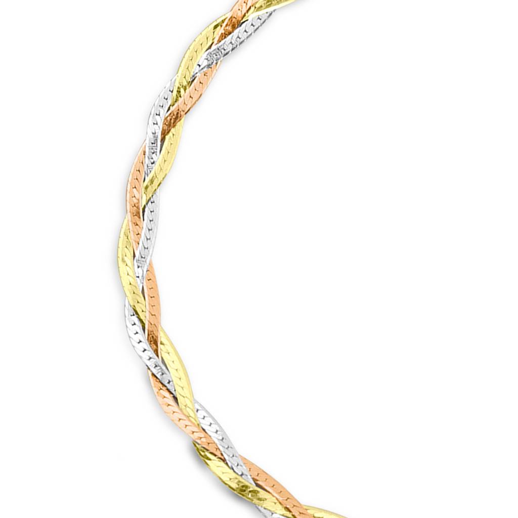 925 Pure Silver Tri-Colour Plated  Solid Chain Anklet-Ank-60049-One : ANK-60049-ONE