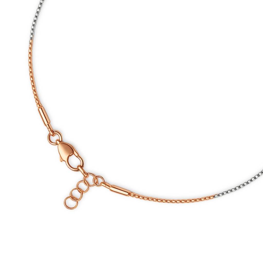 Sleek Dual-Tone Twist Rose Gold & Rhodium-Plated 925 Silver Anklet : ANK-60074-ONE-RRG
