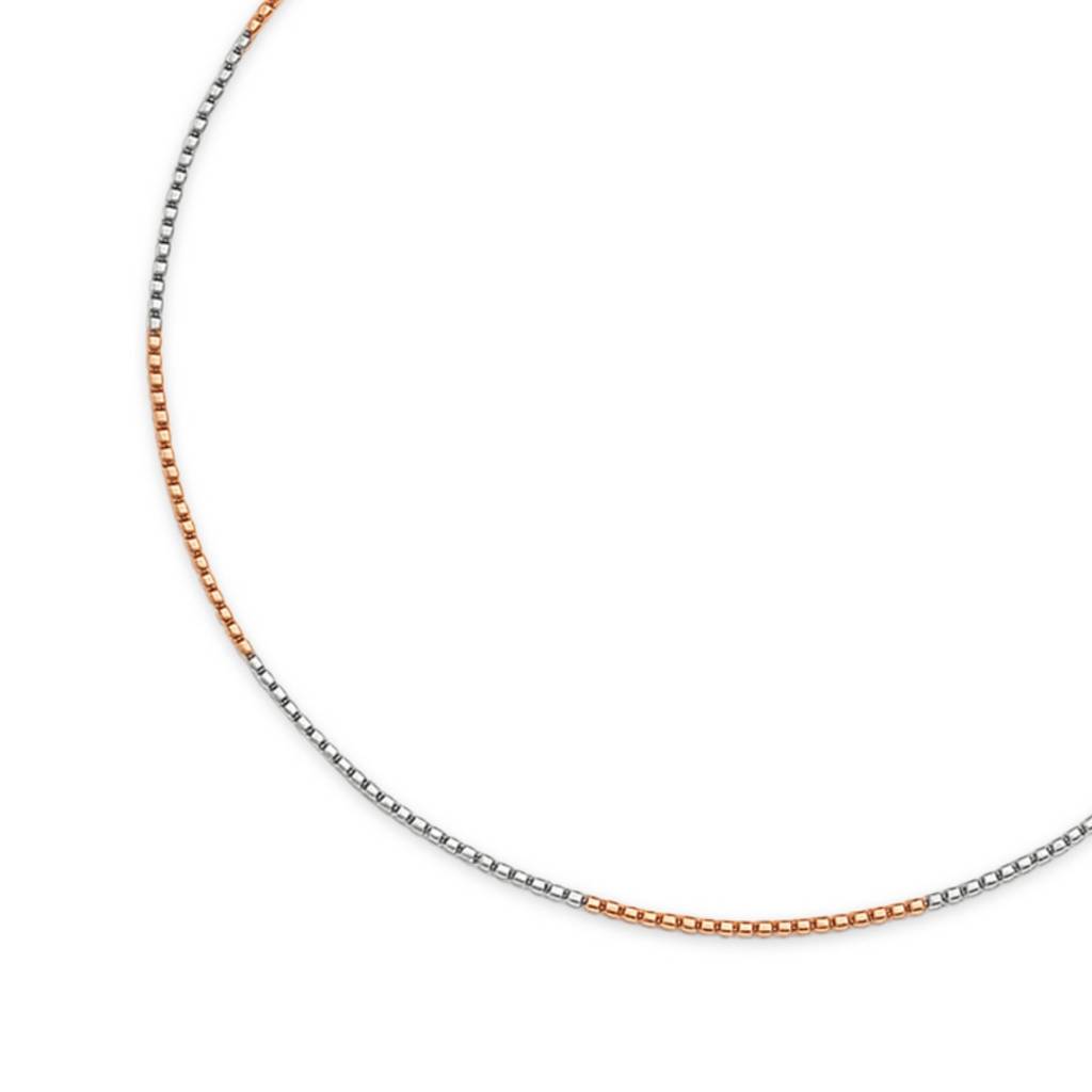 Sleek Dual-Tone Twist Rose Gold & Rhodium-Plated 925 Silver Anklet : ANK-60074-ONE-RRG
