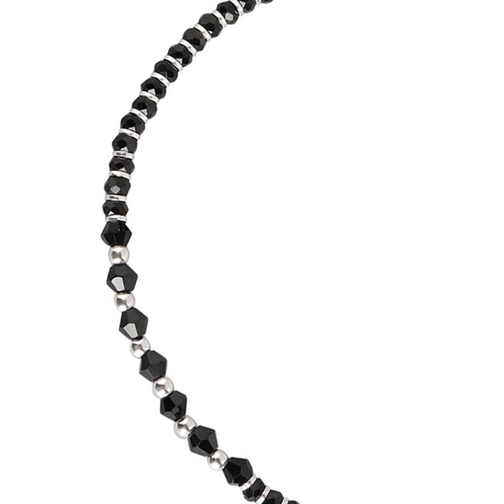 925 Pure Silver Rhodium Plated Beaded Abstract Traditional Anklet : ANK-60085-ONE
