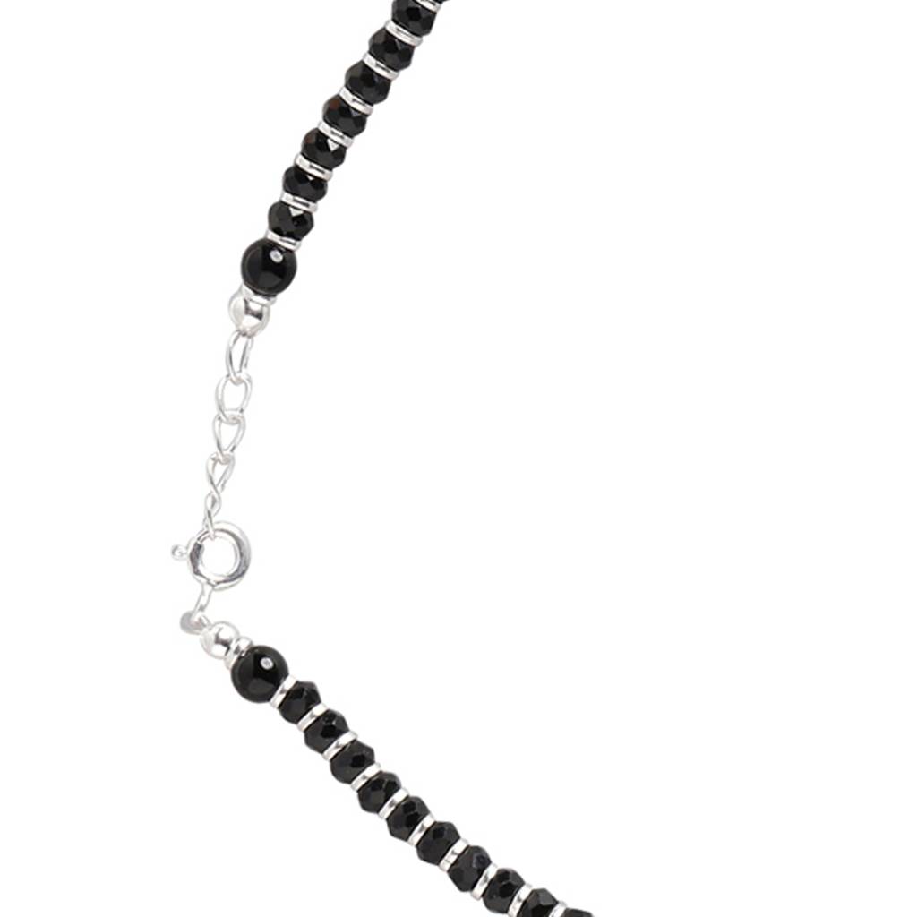 925 Pure Silver Rhodium Plated Beaded Abstract Traditional Anklet : ANK-60085-ONE
