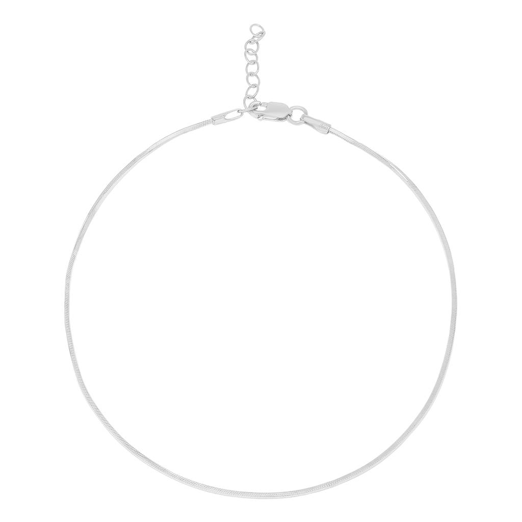 925 Pure Silver Rhodium-Plated  Solid Chain Anklet : ANK-60100-ONE