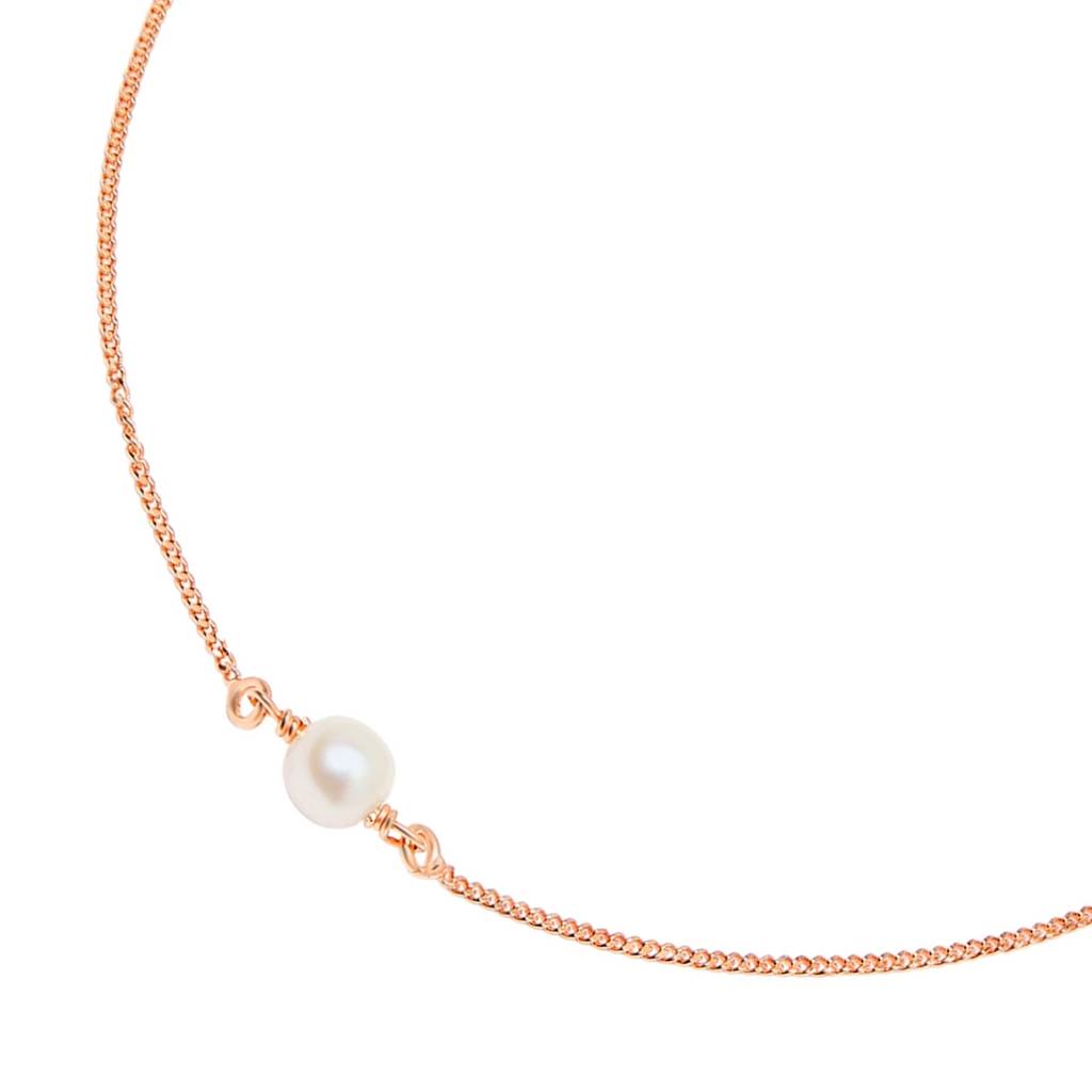 Solid Pearl Rose Gold Plated 925 Sterling Silver Chain Anklet : ANK-60132-PAIR