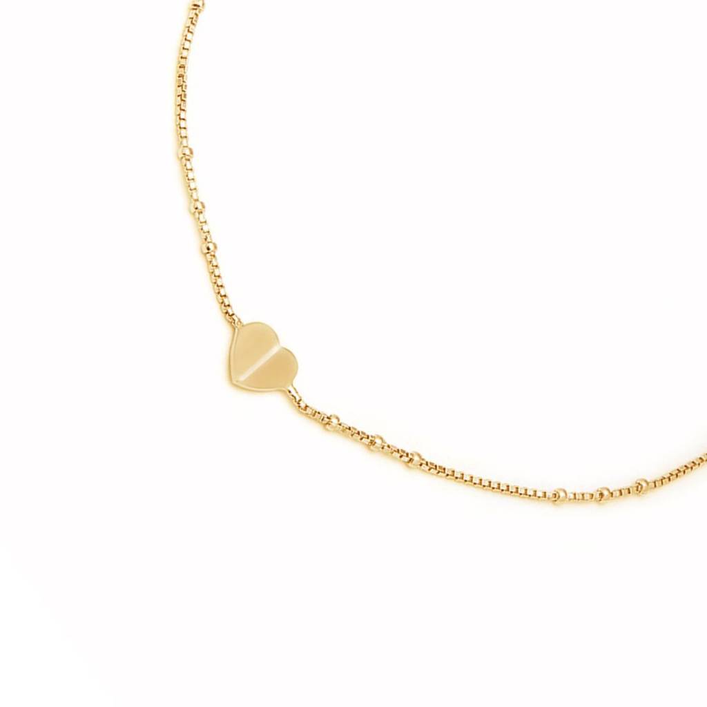 925 Pure Silver Gold Plated  Heart Chain Anklet : ANK-60137-ONE-G