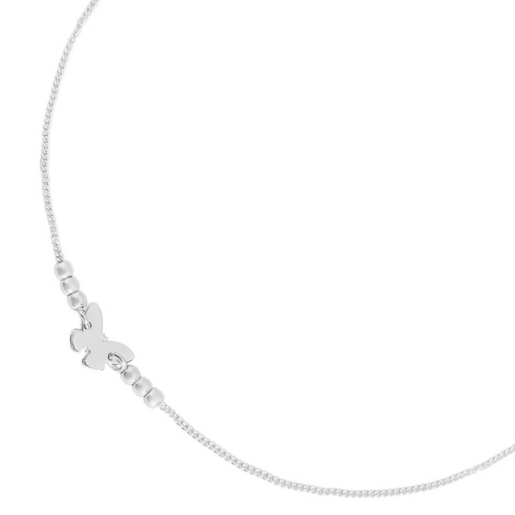 925 Pure Silver Rhodium Plated  Butterfly Chain Anklet : ANK-60145-ONE