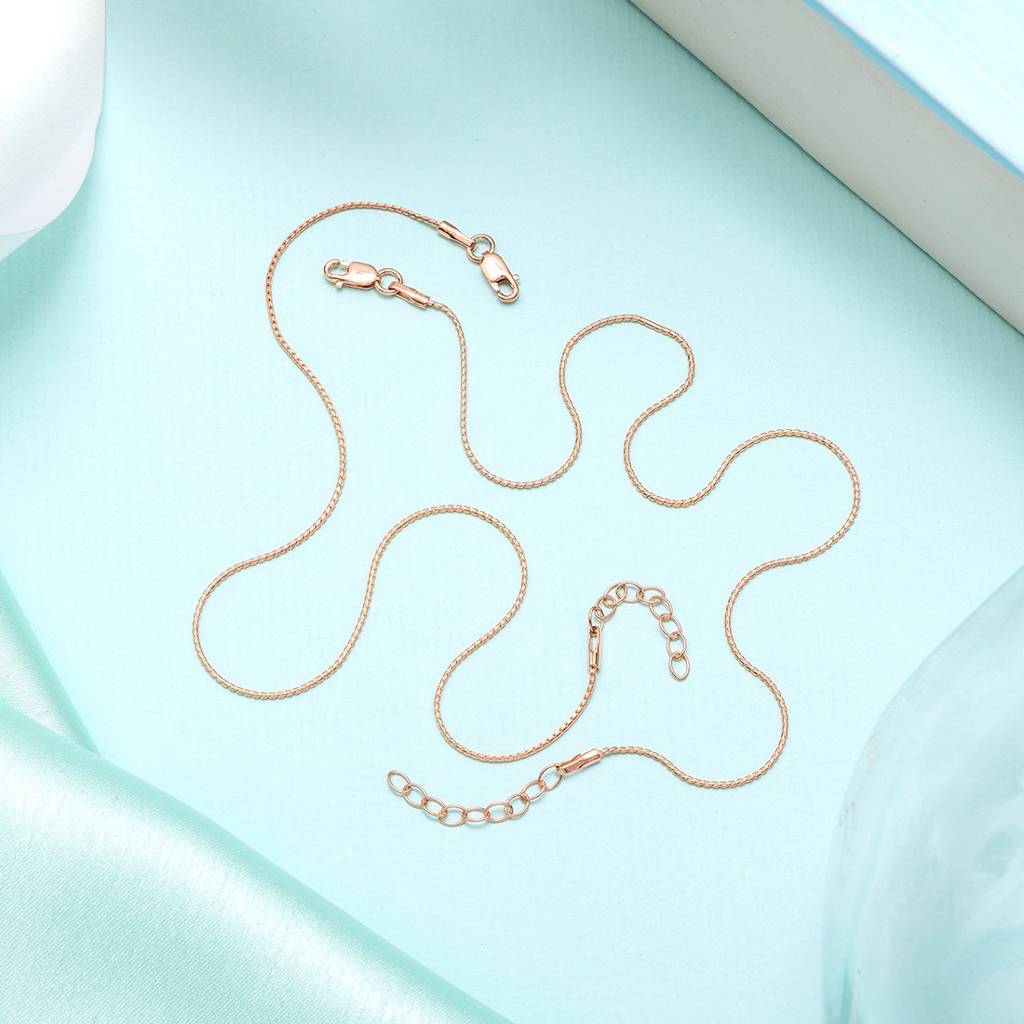 Solid Rose Gold Plated 925 Sterling Silver Chain Anklet : ANK-60153-PAIR