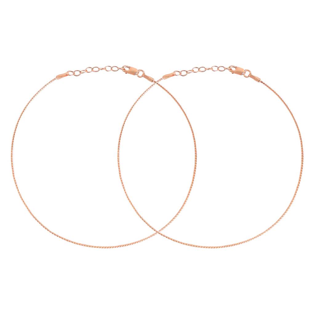 Solid Rose Gold Plated 925 Sterling Silver Chain Anklet : ANK-60153-PAIR