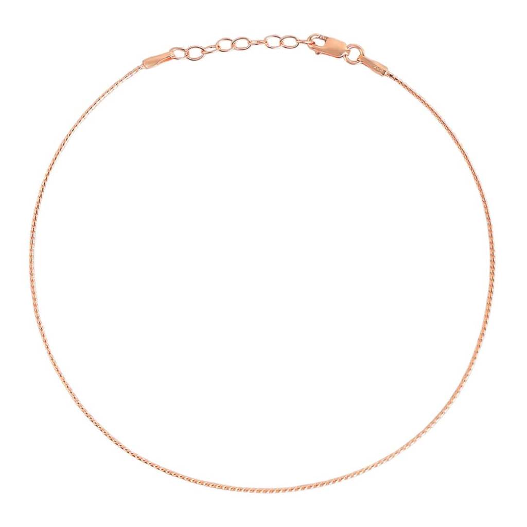 Solid Rose Gold Plated 925 Sterling Silver Chain Anklet : ANK-60153-PAIR
