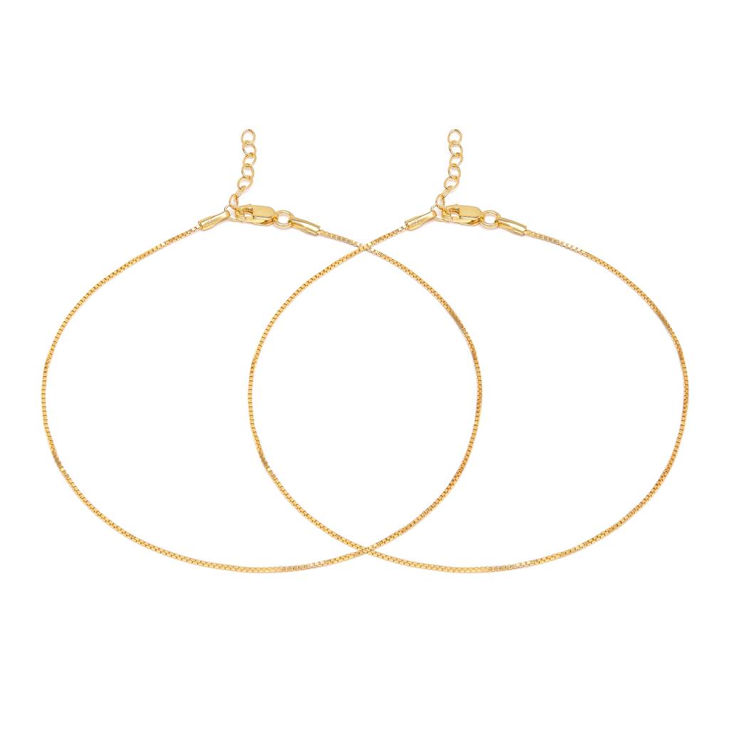 Solidgold Plated 925 Sterling Silver Chain Anklet : ANK-60154-PAIR