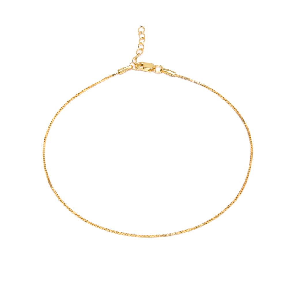 Solidgold Plated 925 Sterling Silver Chain Anklet : ANK-60154-PAIR