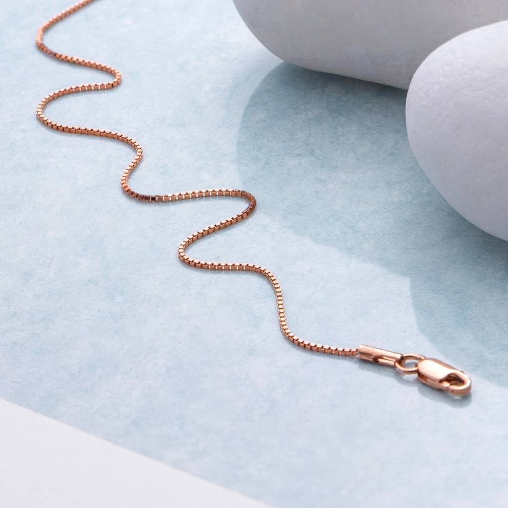 925 Pure Silver Rose Gold Plated  Solid Chain Anklet : ANK-60156-ONE