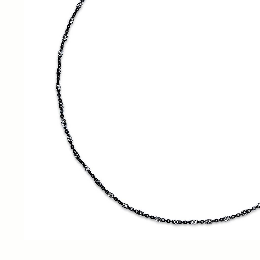 925 Pure Silver Rhodium Plated Beaded Abstract Chain Anklet : ANK-60182-ONE