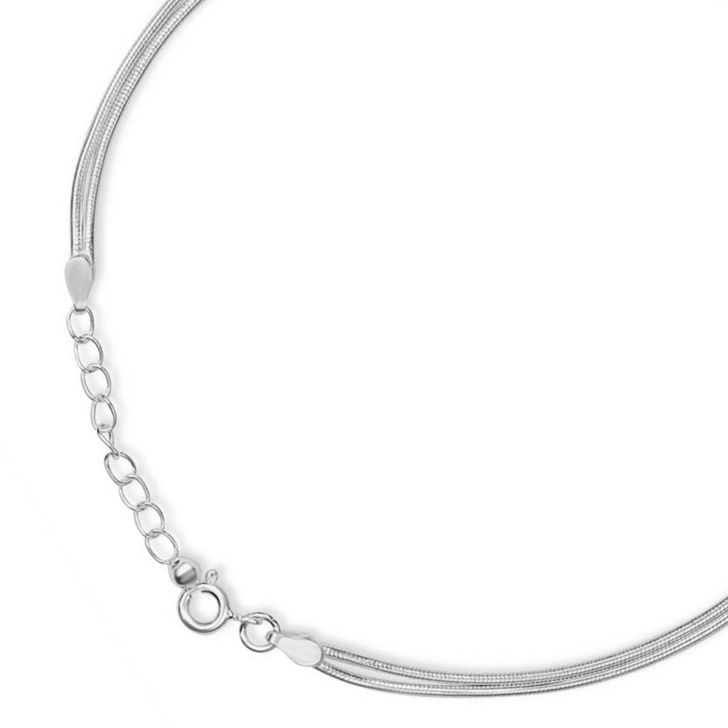 925 Pure Silver Rhodium Plated Beaded Solid Chain Anklet-Ank-60190-One : ANK-60190-ONE