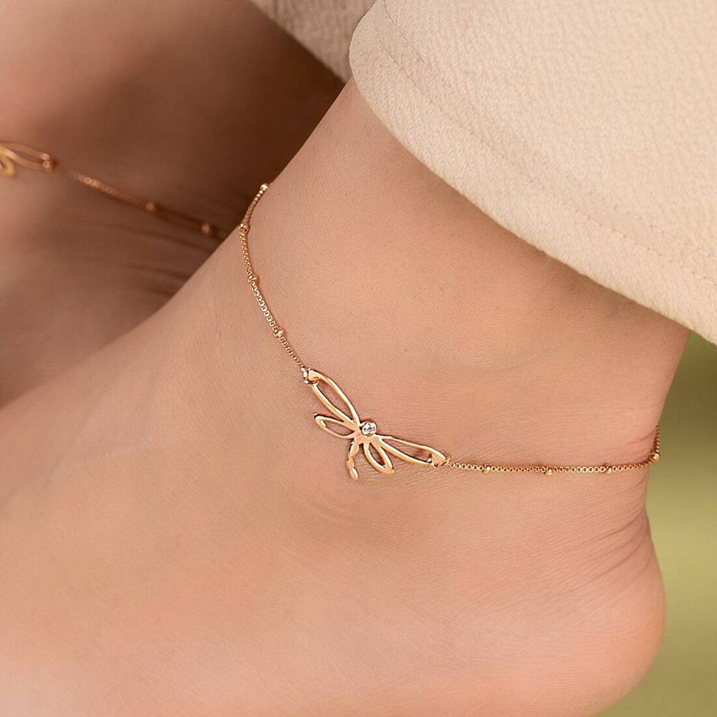 Draganfly Cz Rose Gold Plated 925 Sterling Silver Chain Anklet : ANK-60251-PAIR