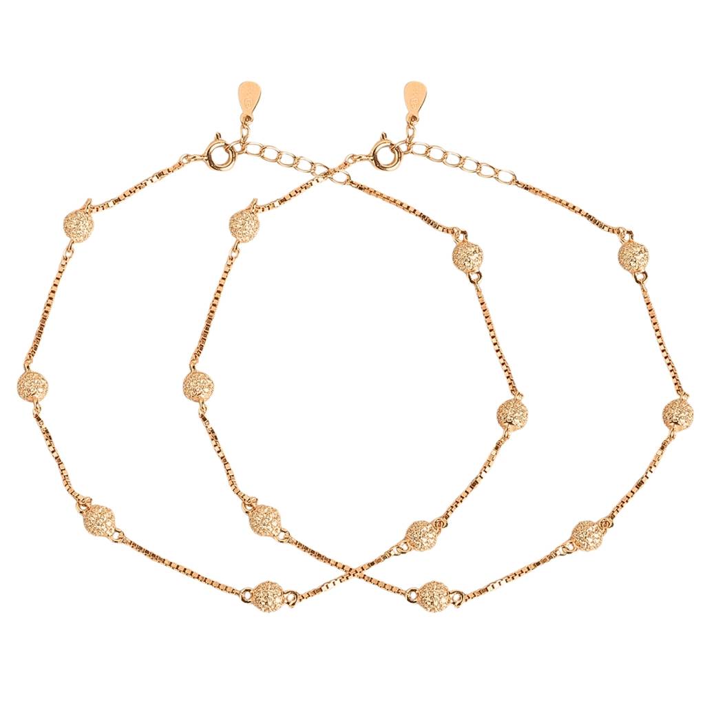 N/A Cz Rose Gold Plated 925 Sterling Silver Chain Anklet : ANK-60317-PAIR-RG