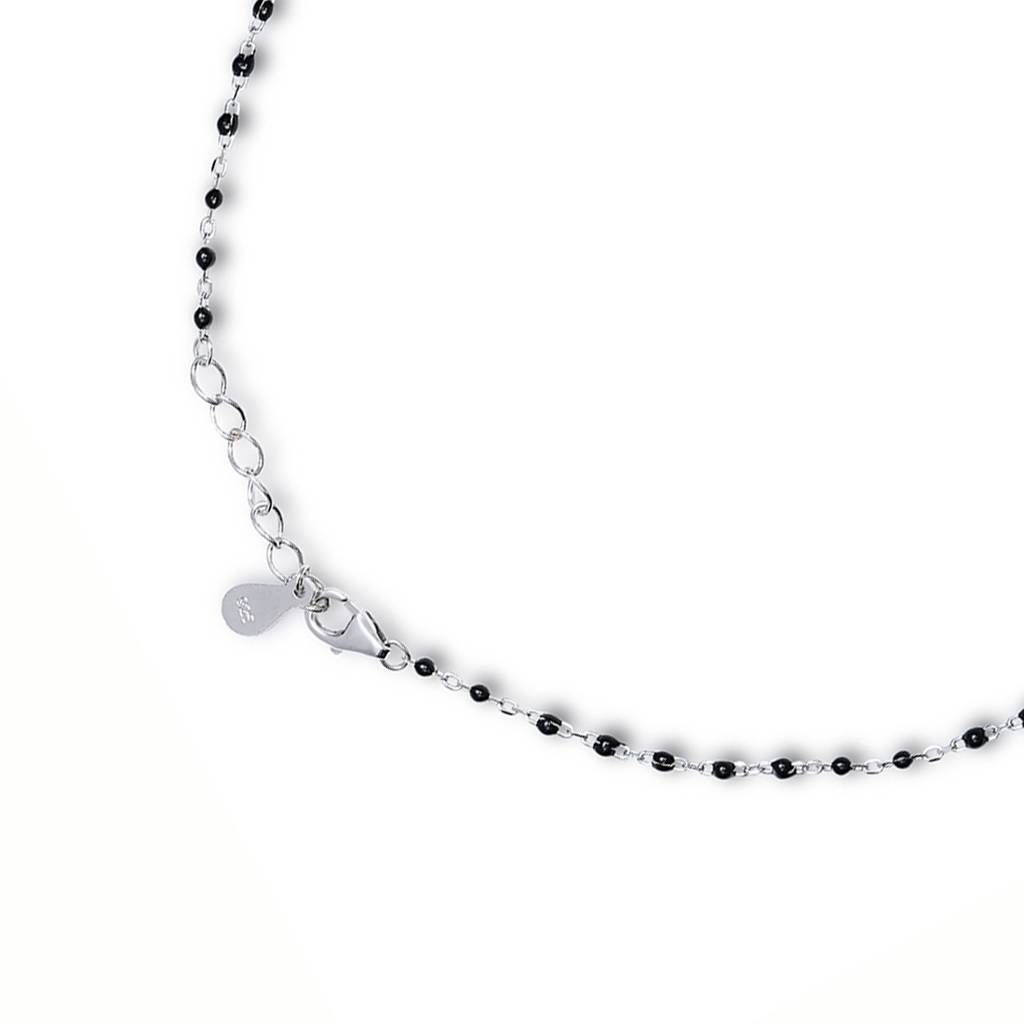 925 Pure Silver Rhodium Plated Cz Abstract Chain Anklet : ANK-60372-ONE-R