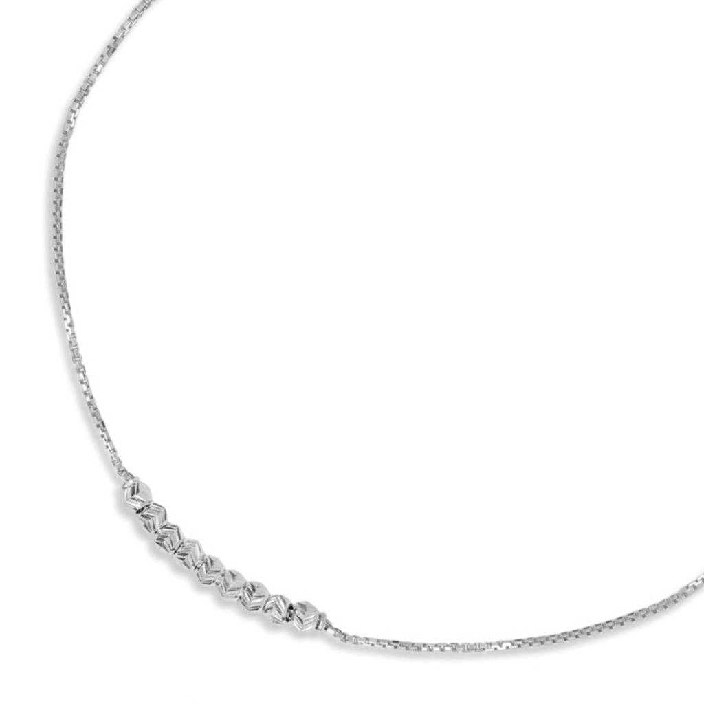 925 Pure Silver Rhodium Plated  Geometric Chain Anklet : ANK-60403-ONE-R