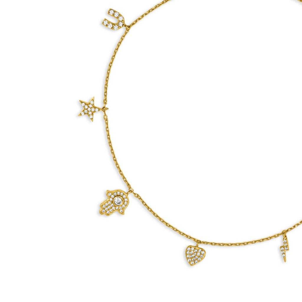 Charms Gold Plated 925 Sterling Silver Anklet (Single) : ANK-60418-ONE-G